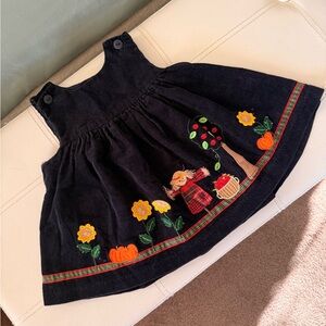 6-9 months Corduroy Dress with Fall Embroidery
